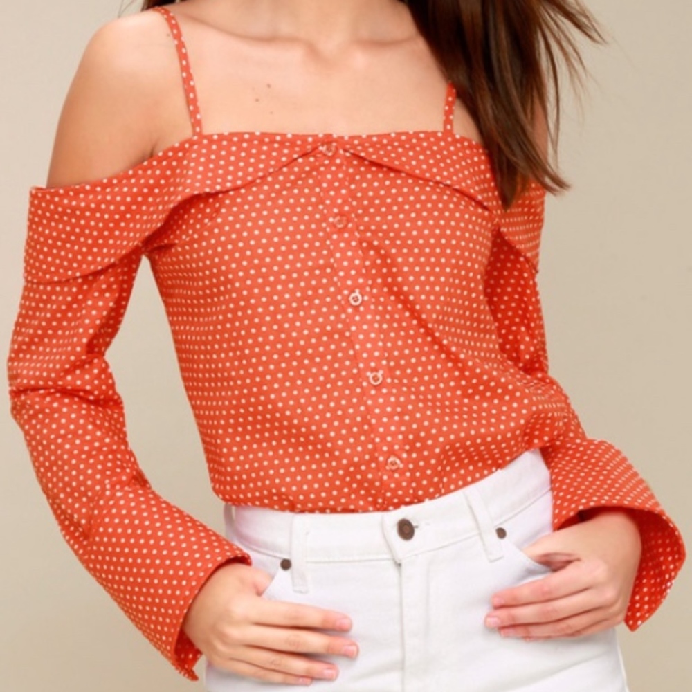 Off shoulder polka dot blouse, Size S